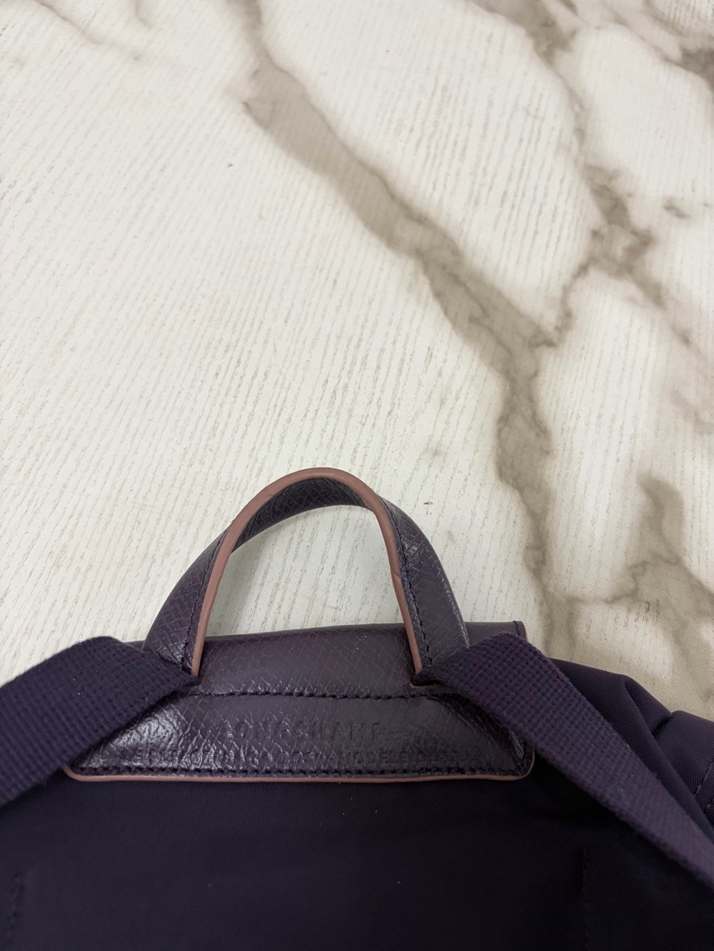Longchamp Le Pliage Club Backpack Purple Nylon Leather Trim Small Bag L1699619 - Picture 4 of 10